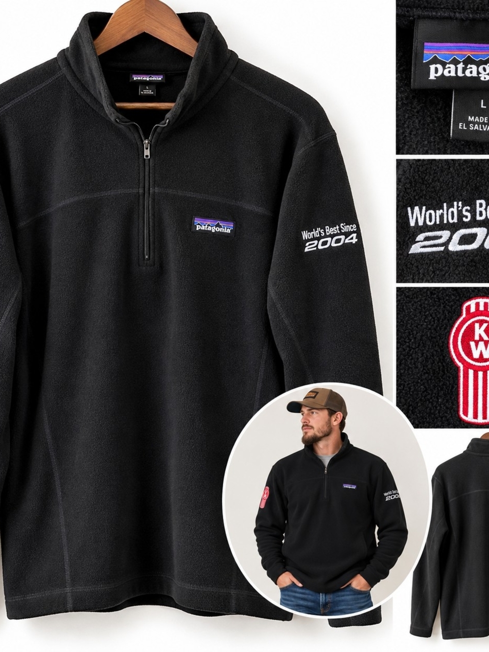 Patagonia Men's L Black Fleece 1/4 Zip Kenworth KW Embroidered Workwear Gorpcore